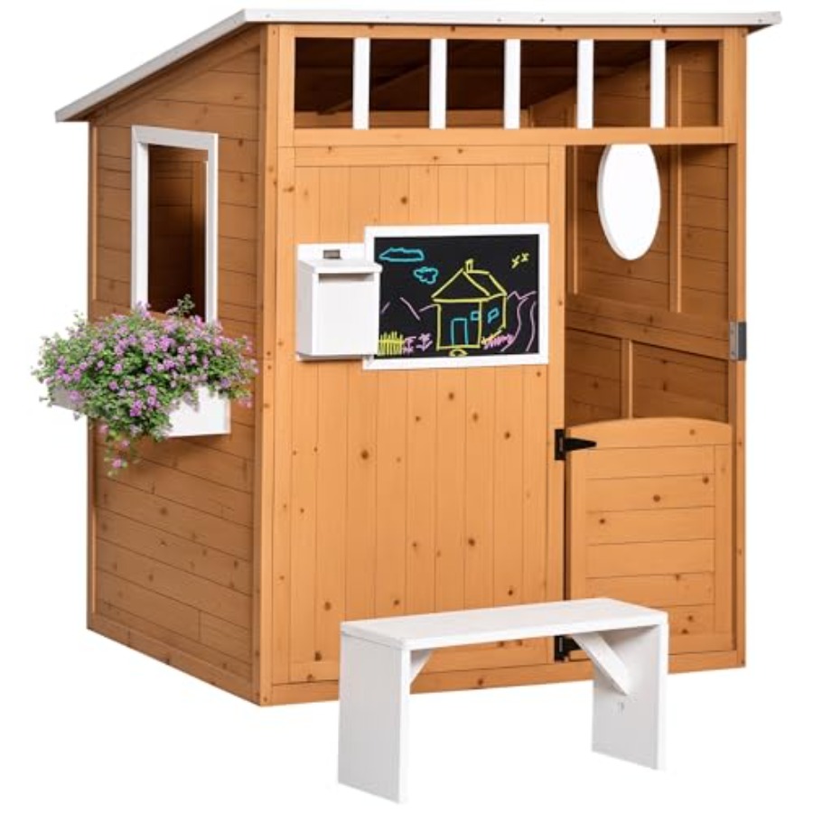 Kids Outdoor Playhouse - Casa de juegos de madera para