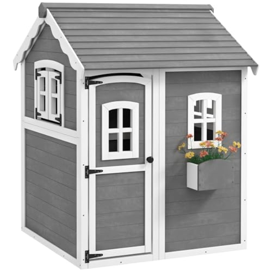 Kids Outdoor Playhouse - Casa de juegos de madera para