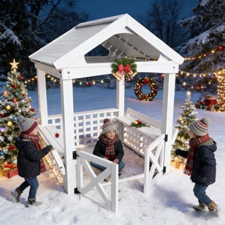 Kids Outdoor Playhouse - Casa de juegos de madera para