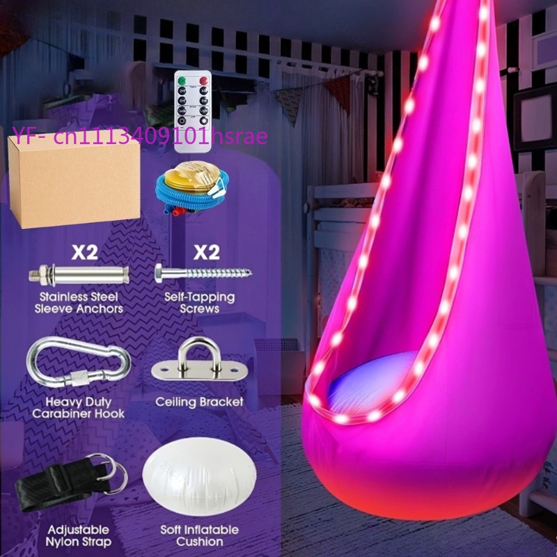 Kids Outdoor Swing Chair - Hamaca Inflable LED Brillante, Silla Colgante