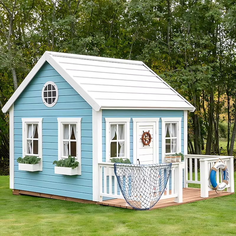 Kids Outdoor Playhouse - Casa de Juegos de Madera para