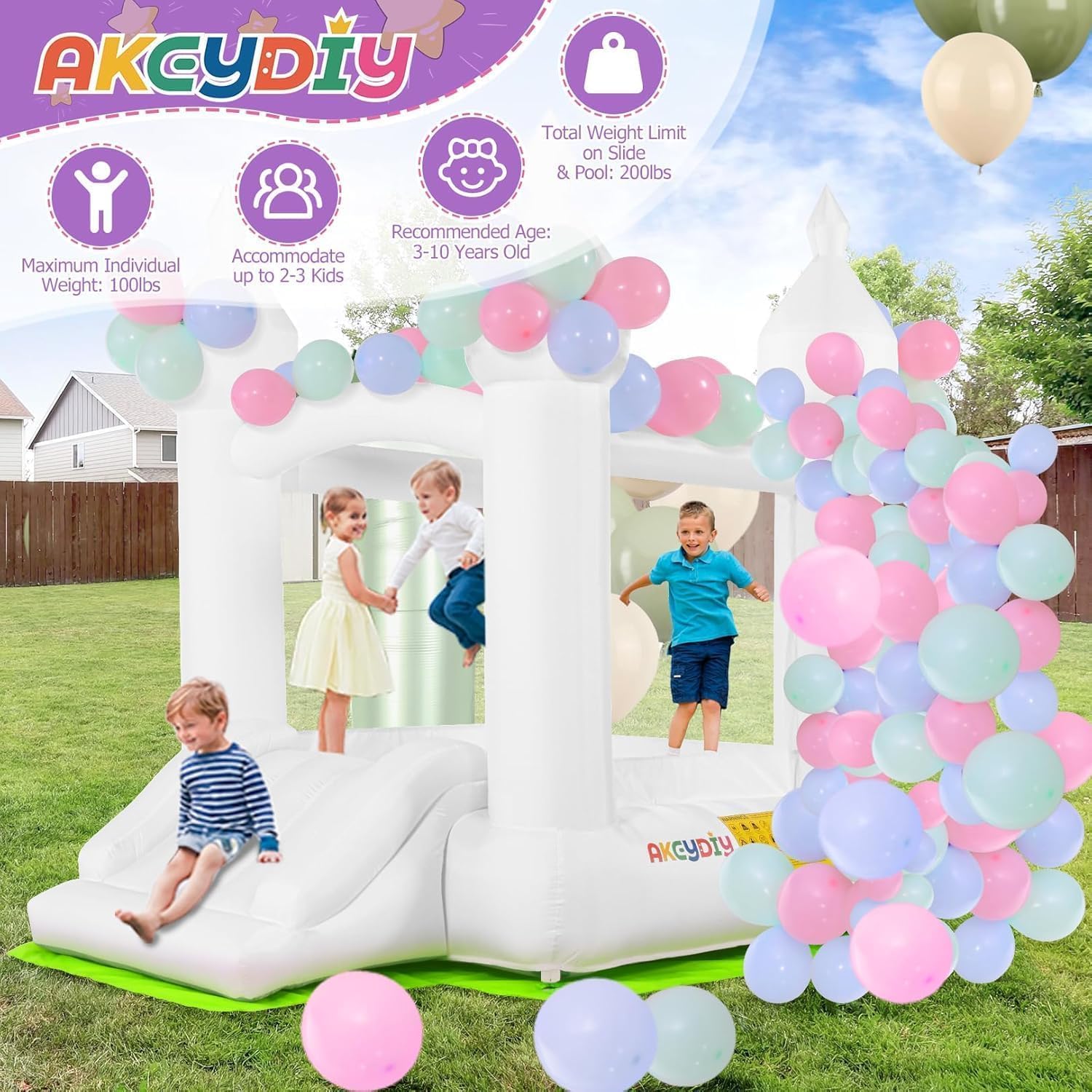 Castillo Inflable Blanco para  - Kids Outdoor Slide reseña y precio