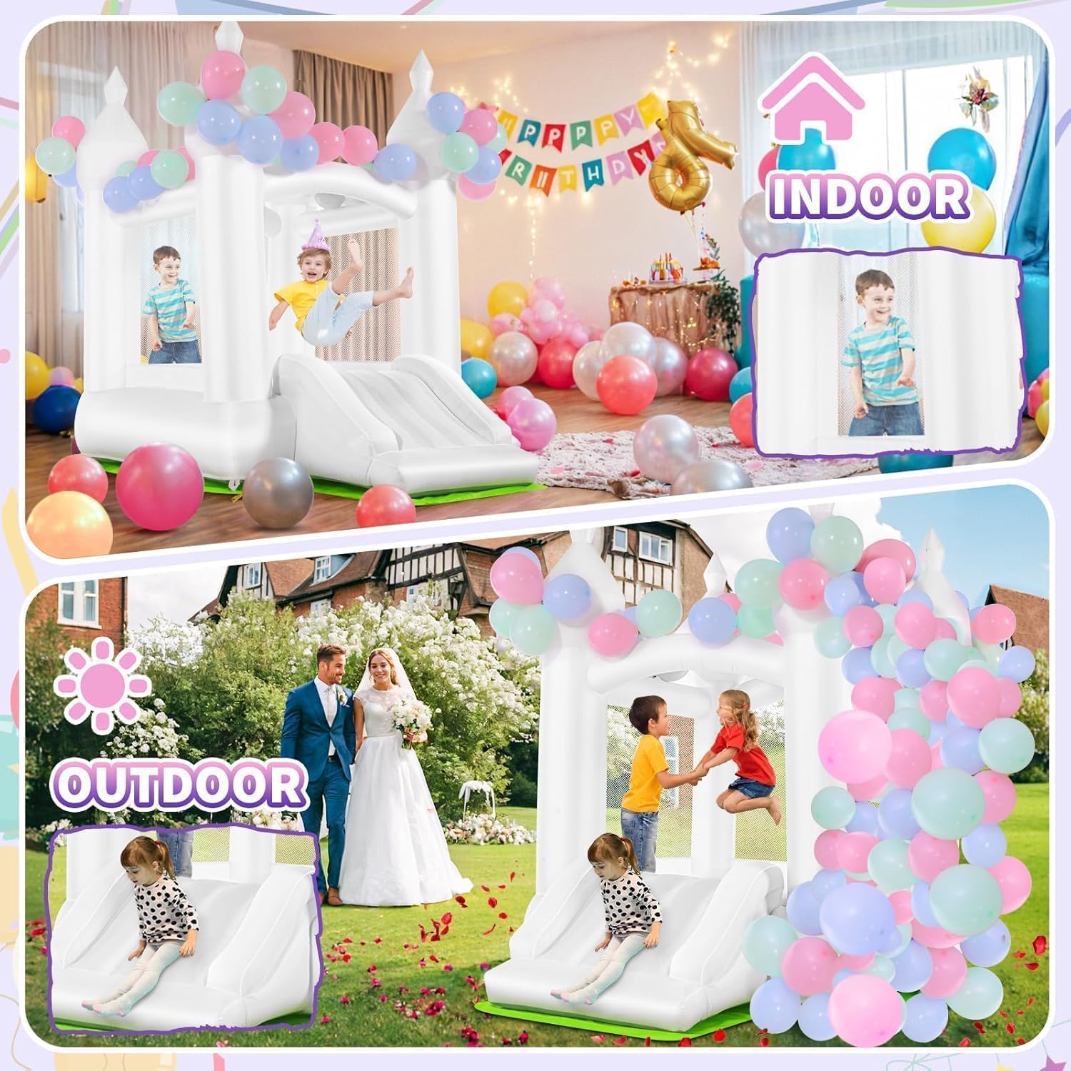 Castillo Inflable Blanco para  - Kids Outdoor Slide reseña y precio