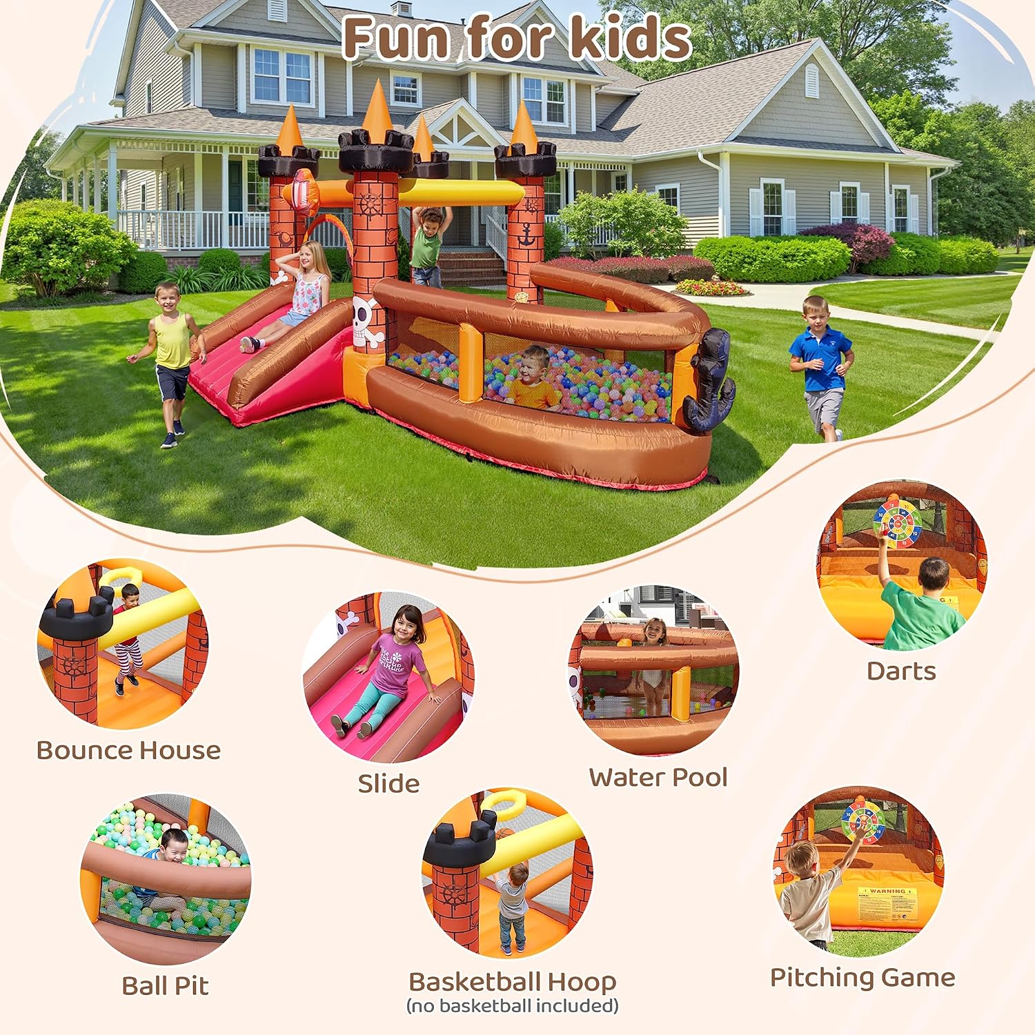 Casa Inflable para Niños de 3  - Kids Outdoor Slide reseña y precio
