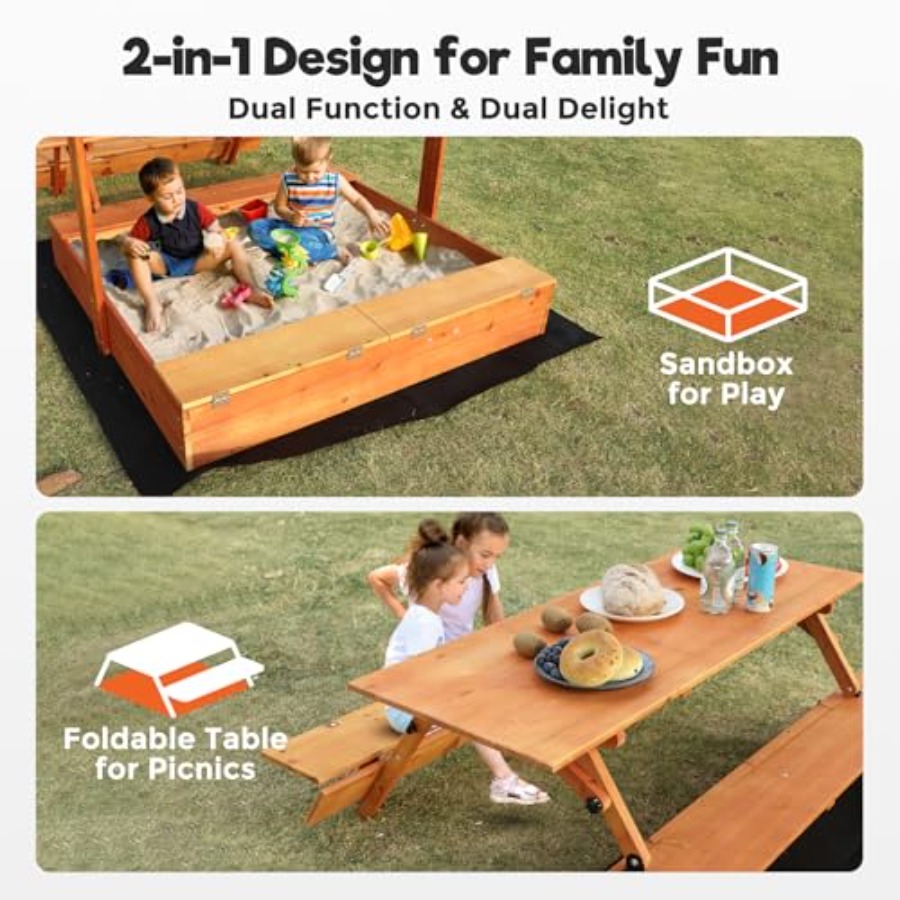 Caja de arena de madera para n - Kids Outdoor Picnic Table reseña y precio
