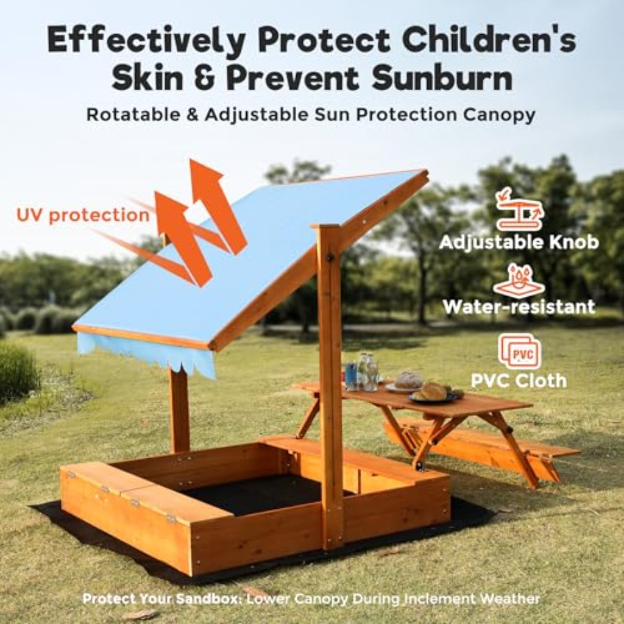 Caja de arena de madera para n - Kids Outdoor Picnic Table reseña y precio