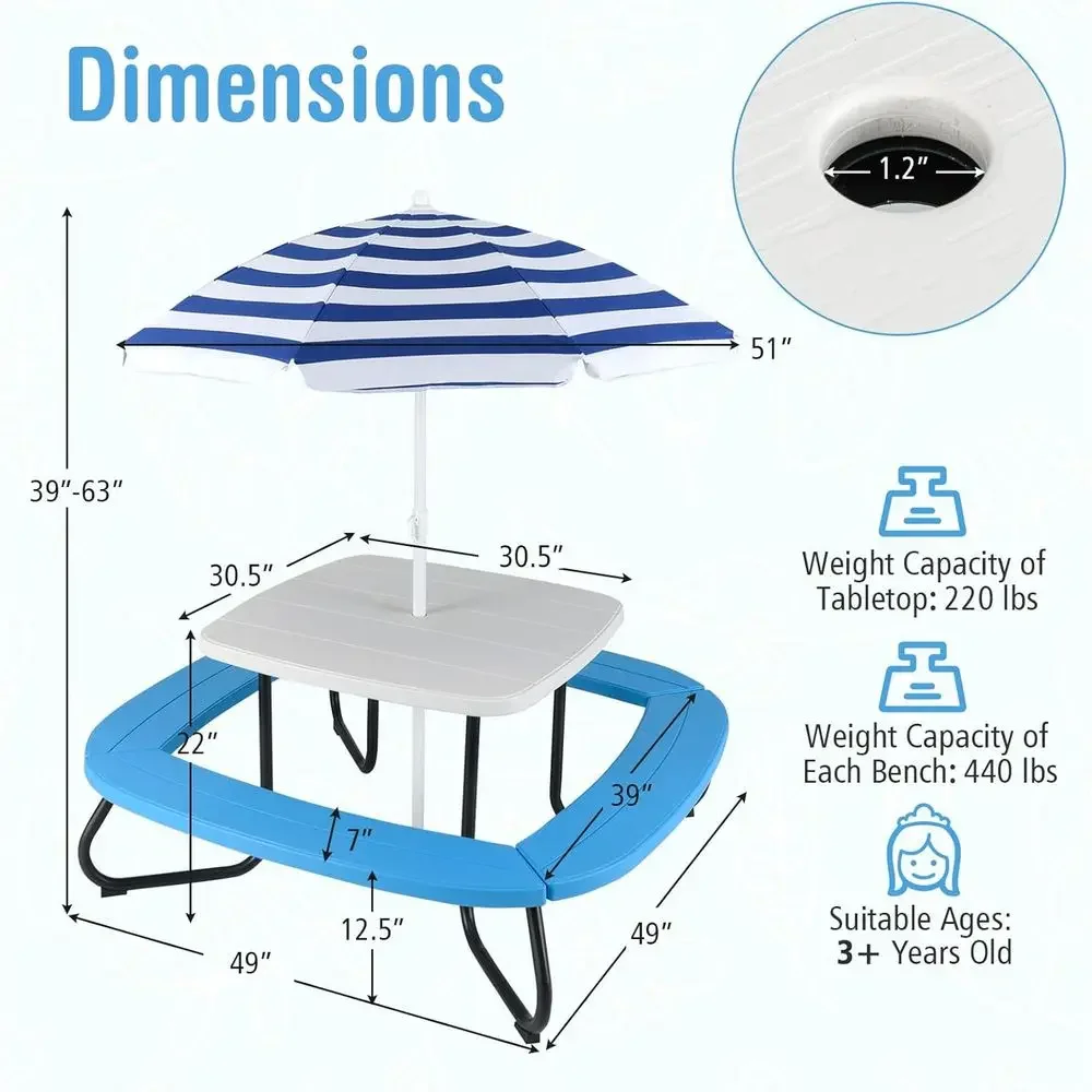 Mesa de Picnic para 8 Personas - Kids Outdoor Picnic Table reseña y precio