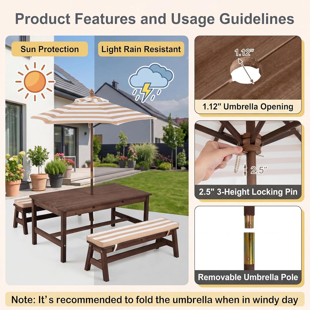 Mesa de picnic para niños, tab - Kids Outdoor Picnic Table reseña y precio