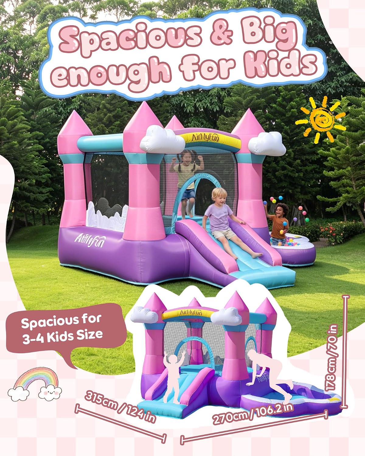Castillo Inflable Rosa para Ni - Kids Outdoor Slide reseña y precio