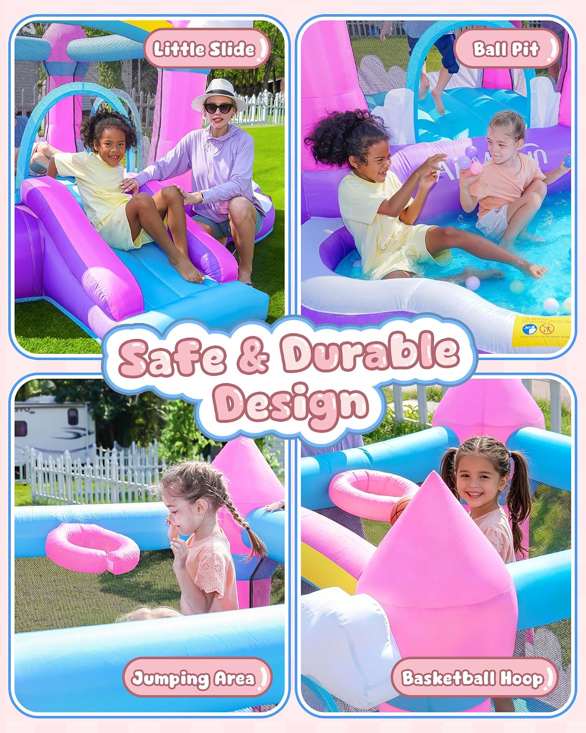 Castillo Inflable Rosa para Ni - Kids Outdoor Slide reseña y precio