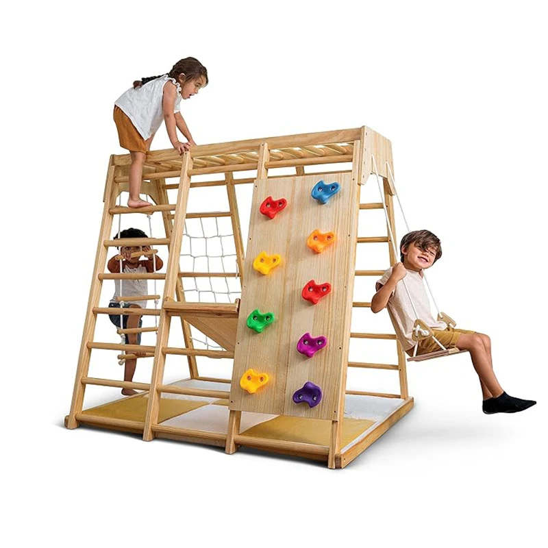 Equipo de Gimnasio para Niños, - Kids Outdoor Wooden Climbing Frame reseña y precio