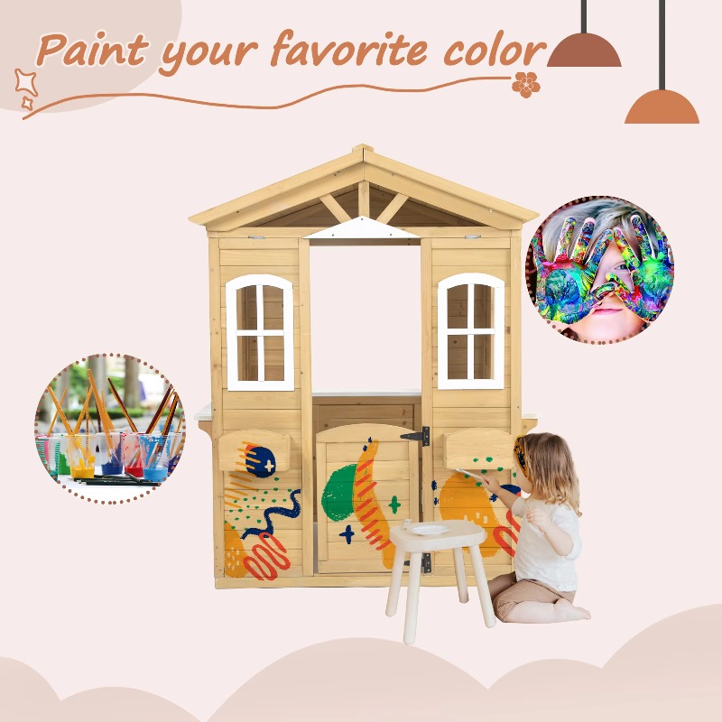 Casita de Juegos Moderna y Clá - Kids Outdoor Playhouse reseña y precio