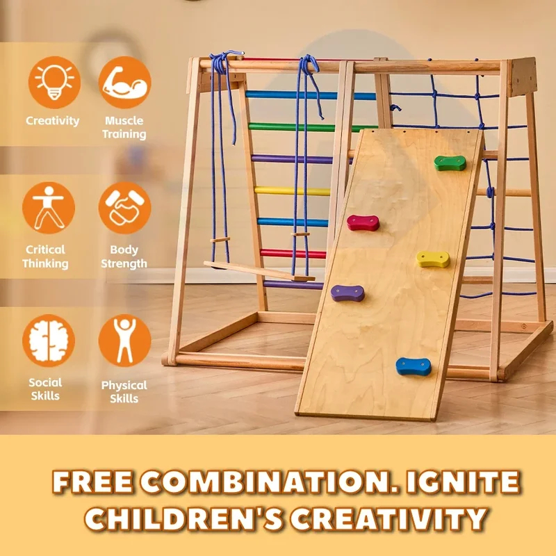 Estructura de Juego de Madera  - Kids Outdoor Wooden Climbing Frame reseña y precio