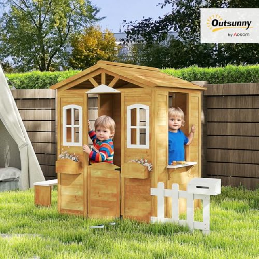 Casita de juegos al aire libre - Kids Outdoor Playhouse reseña y precio