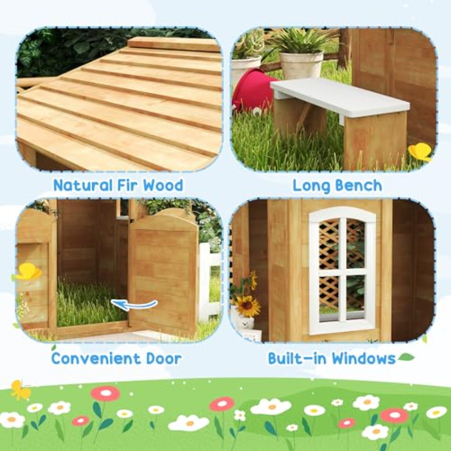 Casita de juegos al aire libre - Kids Outdoor Playhouse reseña y precio