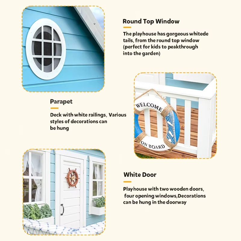 Casa de Juegos de Madera para  - Kids Outdoor Playhouse reseña y precio